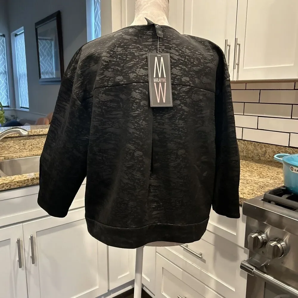 Marla Wynne Textured Jacquard Women’s Kimono Jacket size XL Black Collarless